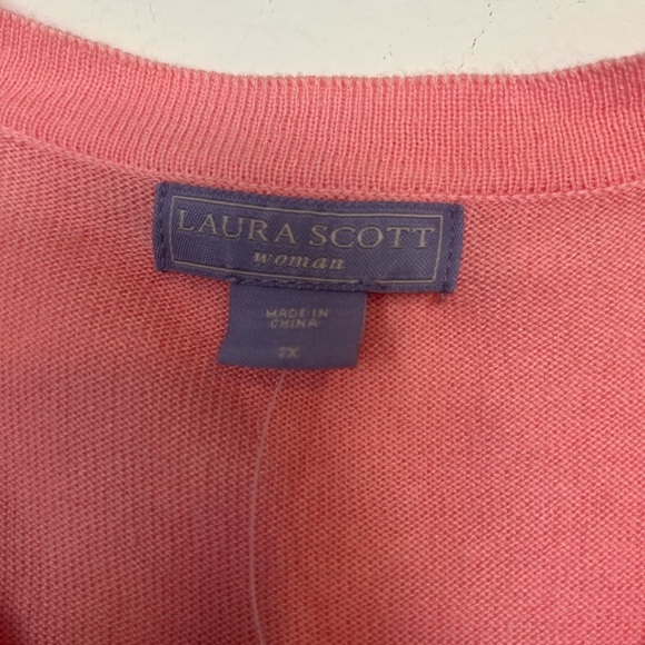 NWT Laura Scott Sleeveless Solid Pink Round Neck Pullover Sweater Too 2X - Picture 5 of 10